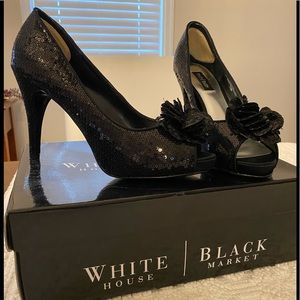 White House Black Market Honor Black Sequin 7.5
